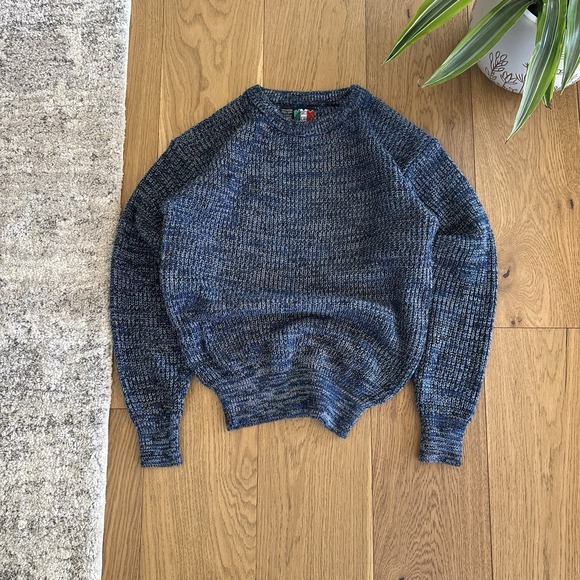 Colorescience Other - Vintage Colore Sweater Men's Medium Blue Chunky Knit Crewneck Grandpa Y2K 90s